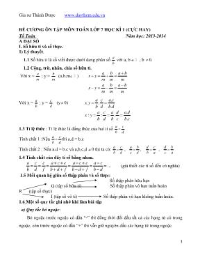 Đề cương ôn tập học kỳ I môn Toán Lớp 7 - Năm học 2013-2014